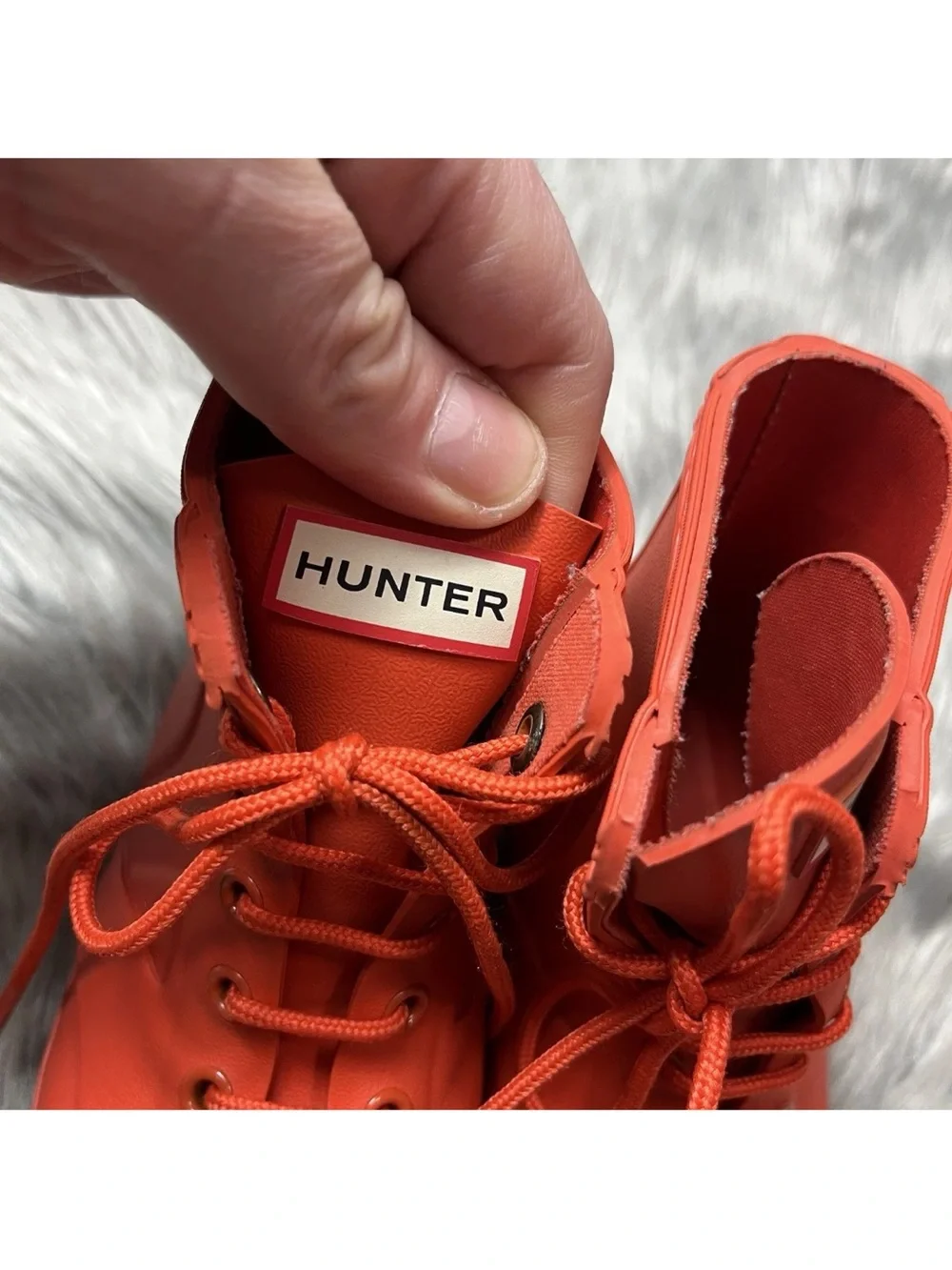 Hunter Toddler Lace Up Rain Boots Orange Size 8B/9G